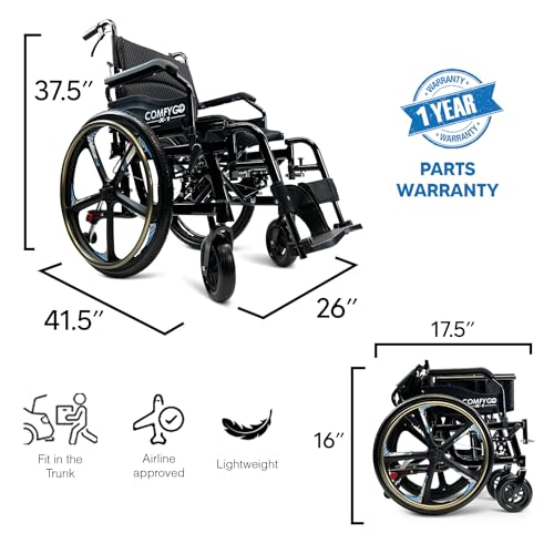 Lightweight Foldable Self Propelled Wheelchair - Self-Propelled Transfer Wheelchairs,17.5" Seat Width, Special Edition, Black