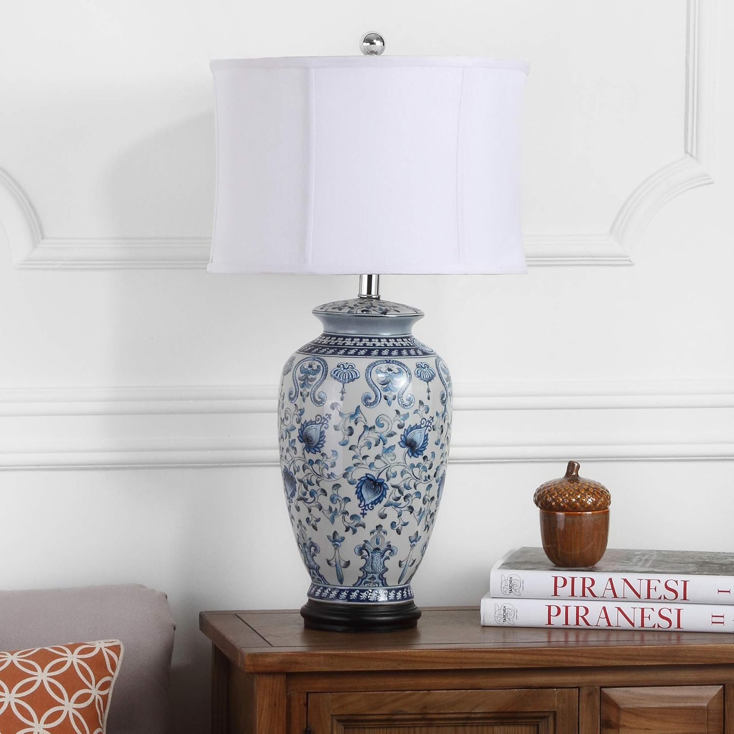 SAFAVIEH Lighting Collection Paige Blue/ White Ginger Jar Chinoiserie 29-inch Bedroom Living Room Home Office Desk Nightstand Table Lamp (LED Bulb Included)