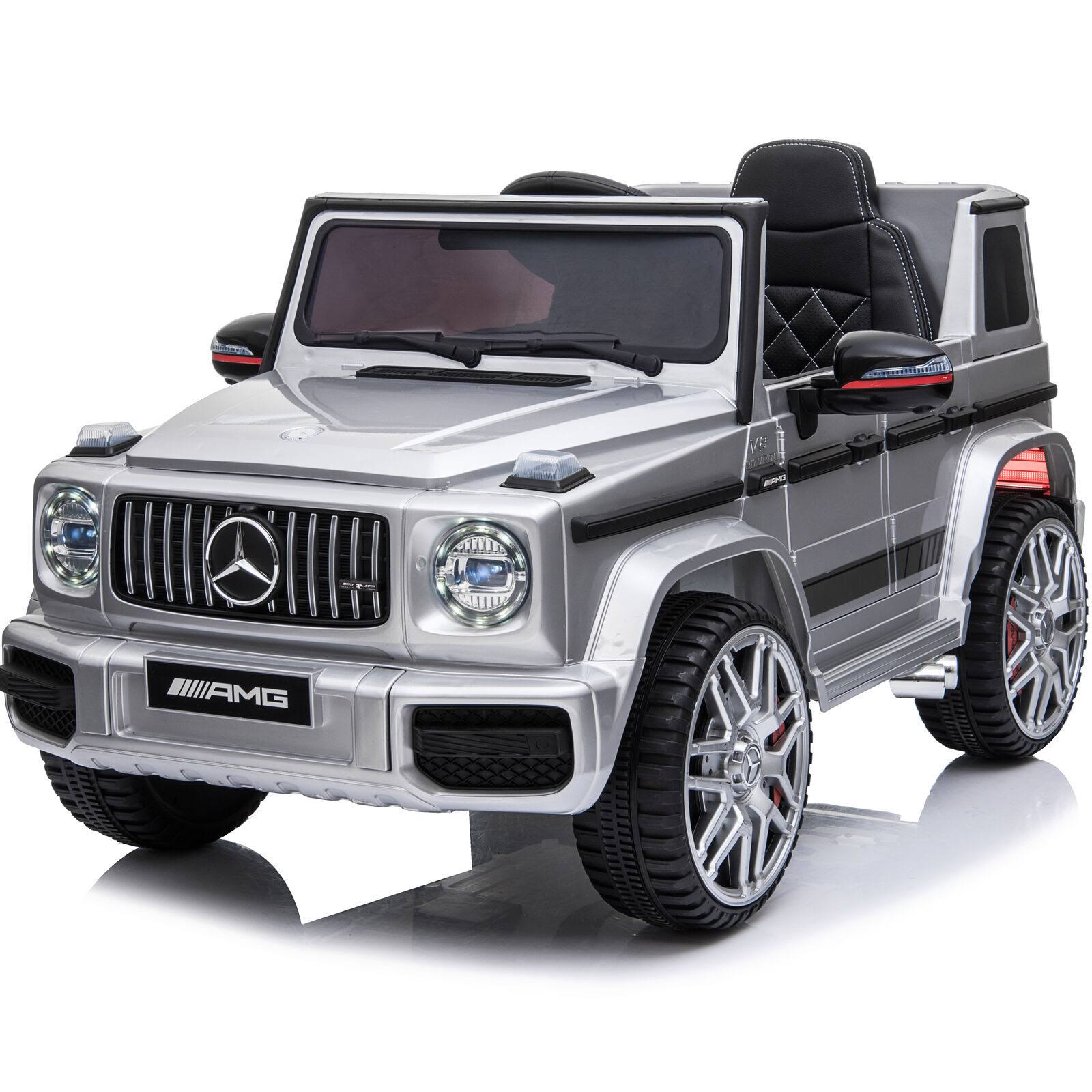 Mercedes-Benz Mercedes G63 Ride on Car for Kids 12V Battery Remote Control Music Lights Silver