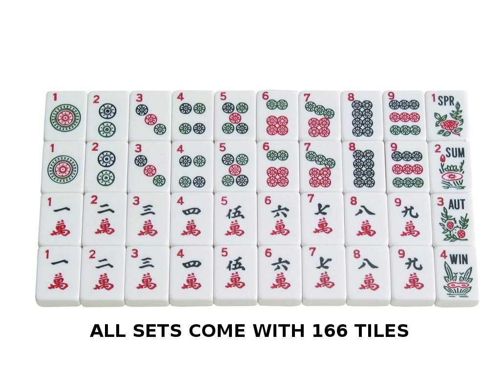 White Swan mAh Jongg Set Wheeled Aluminum Case White Tiles Pusher Arms American Mahjong Game Red