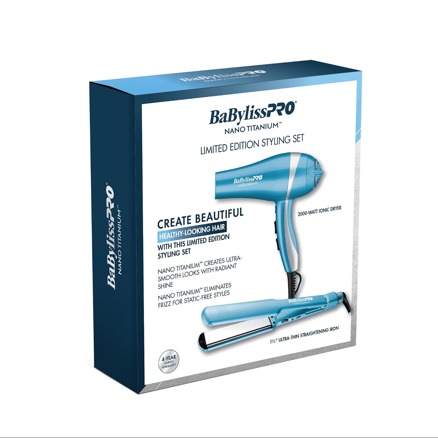 BaBylissPRO Nano Titanium Limited Edition Prepack - Hair Dryer and 1.5" ultra-thin straightening iron
