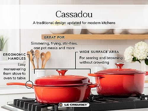 Le Creuset Enameled Cast Iron Signature Cassadou, 3.75 qt., White