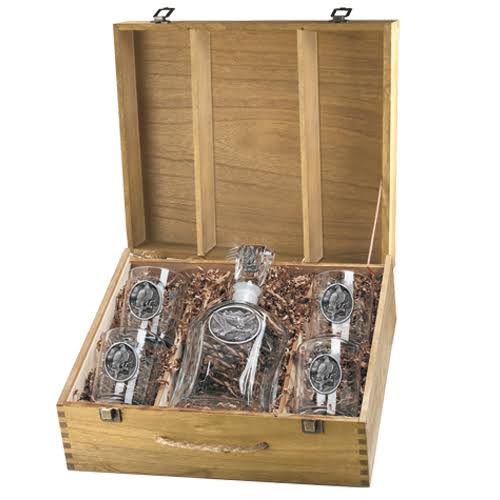 Heritage Pewter Eagle Capitol Decanter Boxed Set
