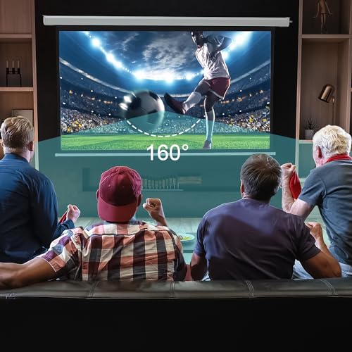 YODOLLA 100" Projector Screen Motorized 4:3, 4K HD Pull Down Retractable Projection Screens Electric Automatic Wall Ceiling Movie Screen for Office Classroom Indoor with Remotes…