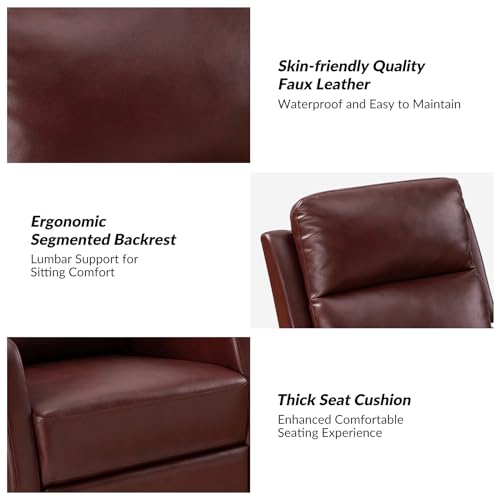 HULALA HOME Recliner Chair Set of 2 Reading Chair, Leather Recliner Rocking 360 Degree Swivel Chair, Wingback Armchair Theater Seating Lounge Sofa for Living Room Bedroom