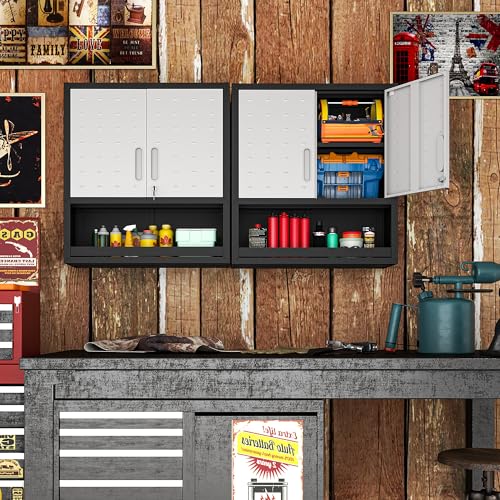 Metal Storage Cabinet with Wheels, Lockable Garage Cabinet with Doors and Shelves, Rolling Tool Storage, Assembly Required, Black