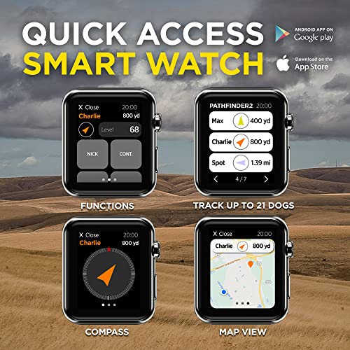 Dogtra Pathfinder 2 GPS Dog Tracker e Collar 9 Mile Long Range LED Light No Monthly fees Free App Waterproof Smartwatch Control Satellite Real Time Tracking Multiple Dogs Smartphone Required