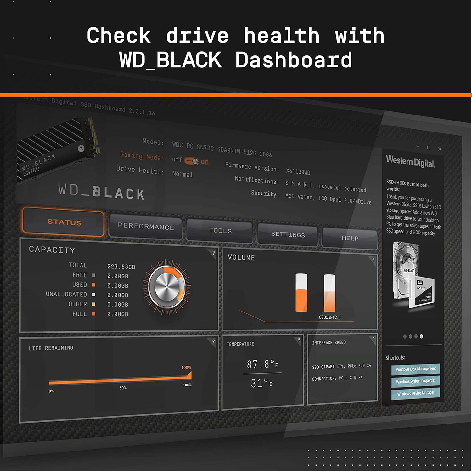 WD_BLACK 1TB SN850 NVMe Internal Gaming SSD Solid State Drive - Gen4 PCIe, M.2 2280, 3D NAND, Up to 7,000 MB/s - WDS100T1X0E