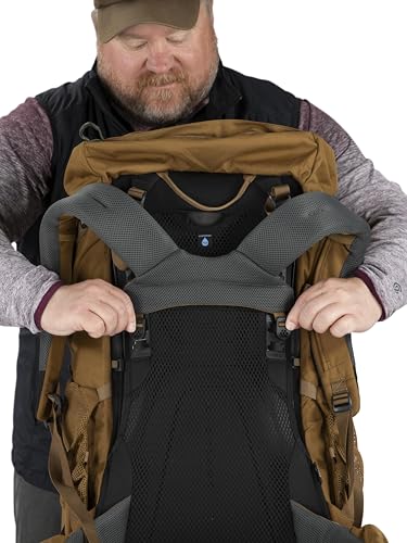 Osprey Rook 65L Men's Backpacking Backpack, Dark Charcoal/Silver Lining, Extended Fit