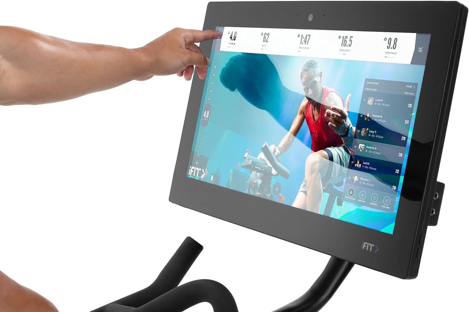 Proform Studio 22 Pro Exercise Bike with 22” HD Touchscreen and 24 resistance levels,Two 3 lb dumbbells for workout, 30 Day iFIT Membership - Black