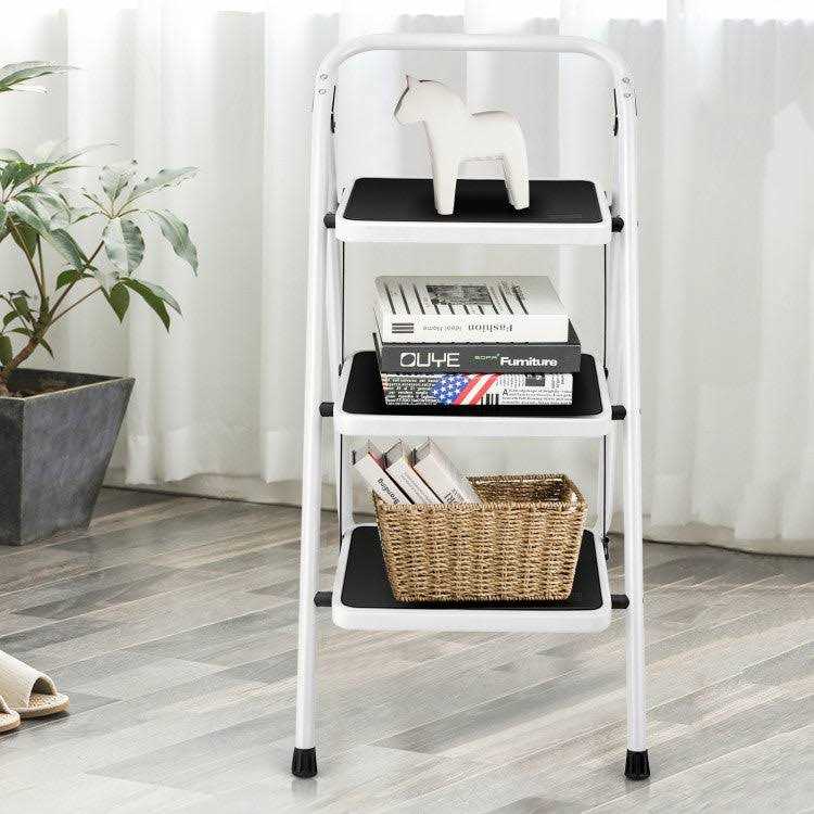 Costway 3 Step Lightweight Ladder HD Platform Foldable Stool 330 lb
