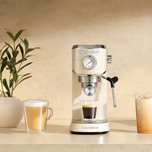 CASABREWS CM5418 Espresso Machine 20 Bar, Compact Espresso Maker with Steam Milk Frother, Stainless Steel Coffee Machine with 34oz Removable Water Tank for Cappuccino, Latte, Silver