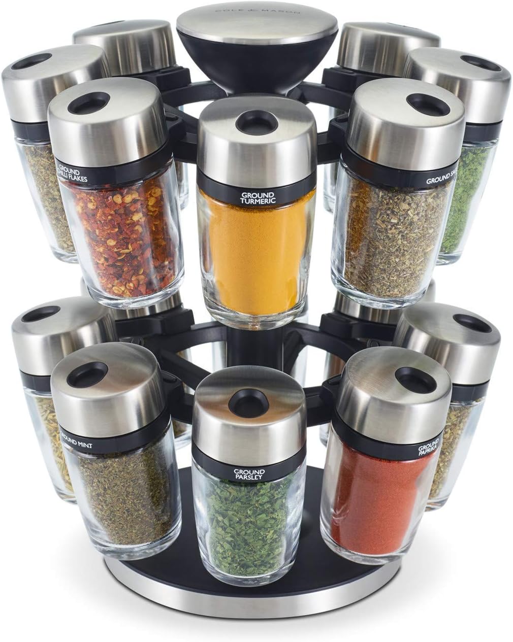 Cole & Mason H121808U 16 Jar Herb & Spice Carousel, Medium, Silver ,10