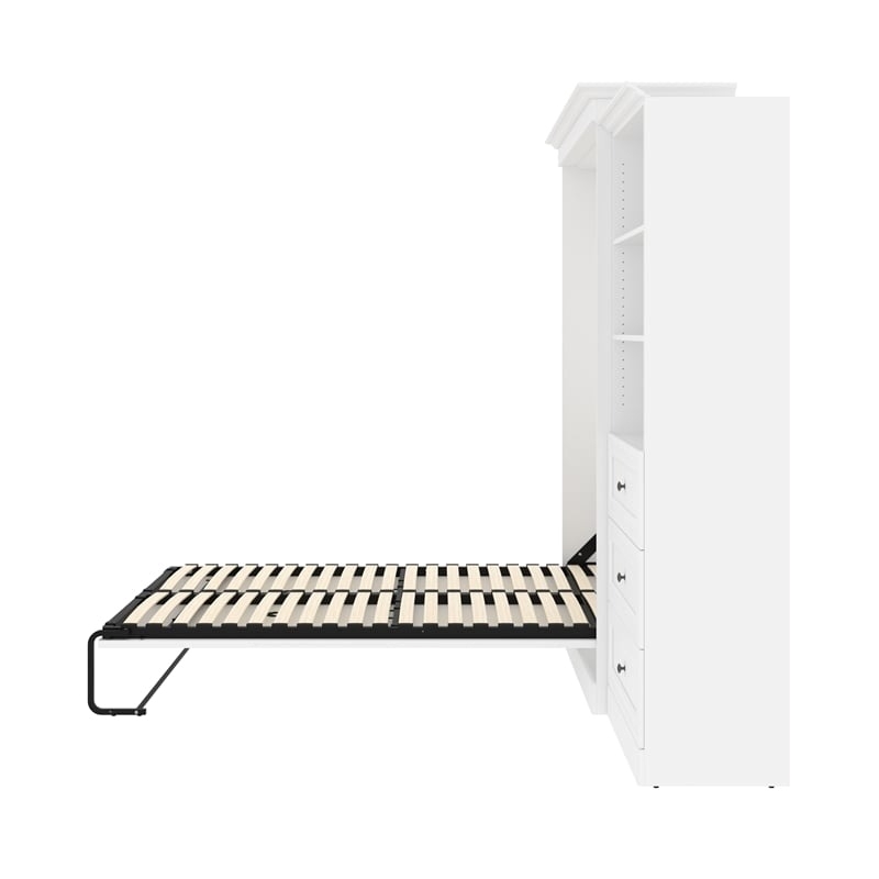 Atlin Designs Wood Queen Murphy Bed and Organizer with Drawers in White