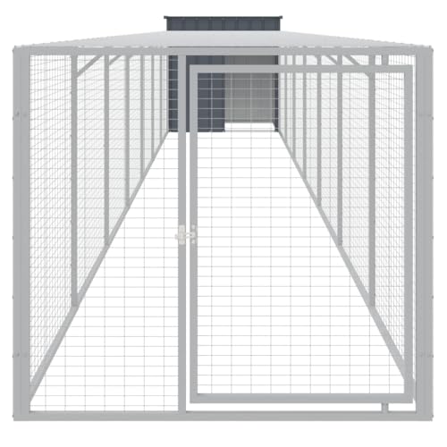 'vidaXL Galvanized Steel Chicken Cage with Extended Run - Anthracite - Durable Run and Shed for Chickens, Hens, Small Animals - Comes with Protective Roof