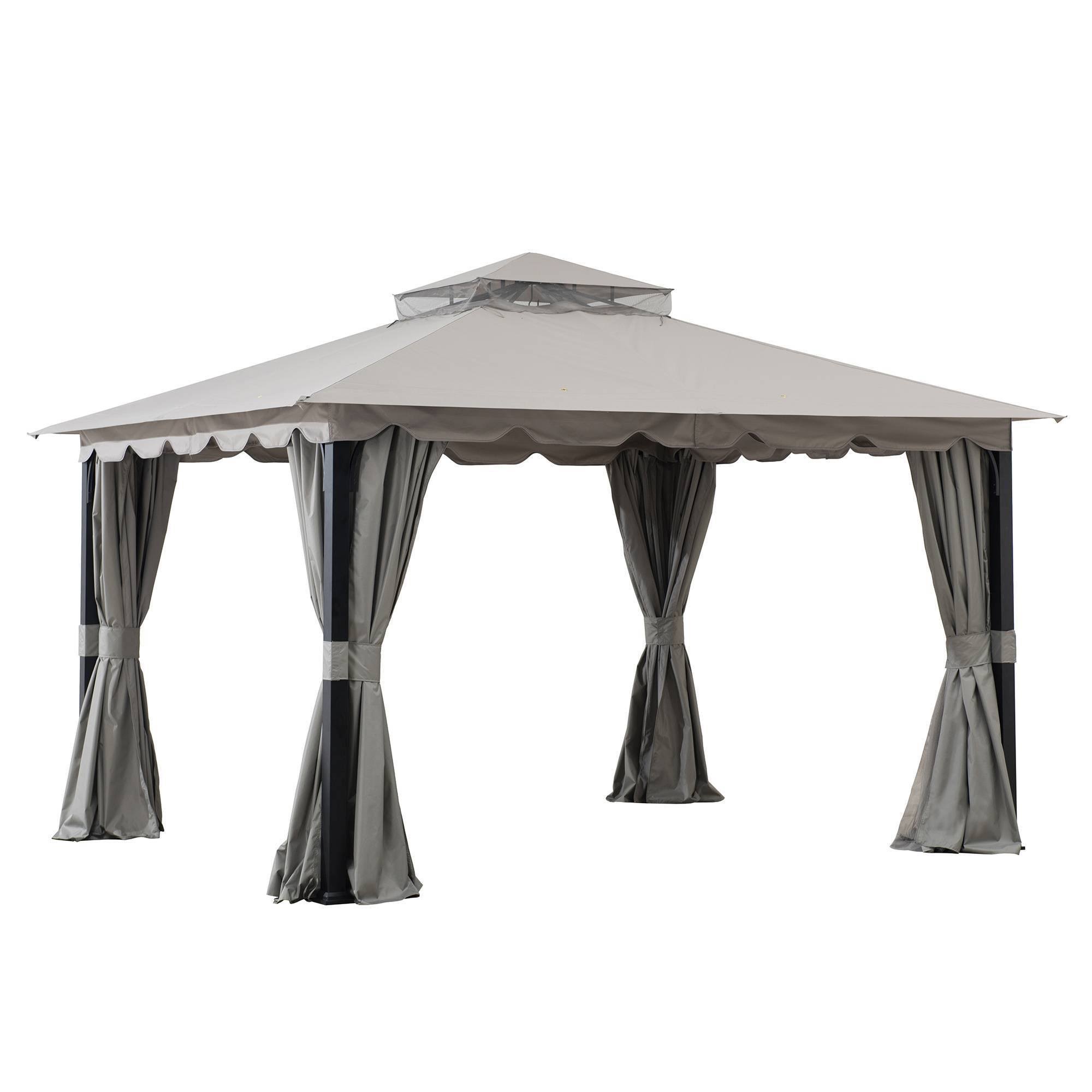 Sunjoy A101011400 Pindar 10x11 ft. Steel Gazebo with 2-Tier Hip Roof, Gray