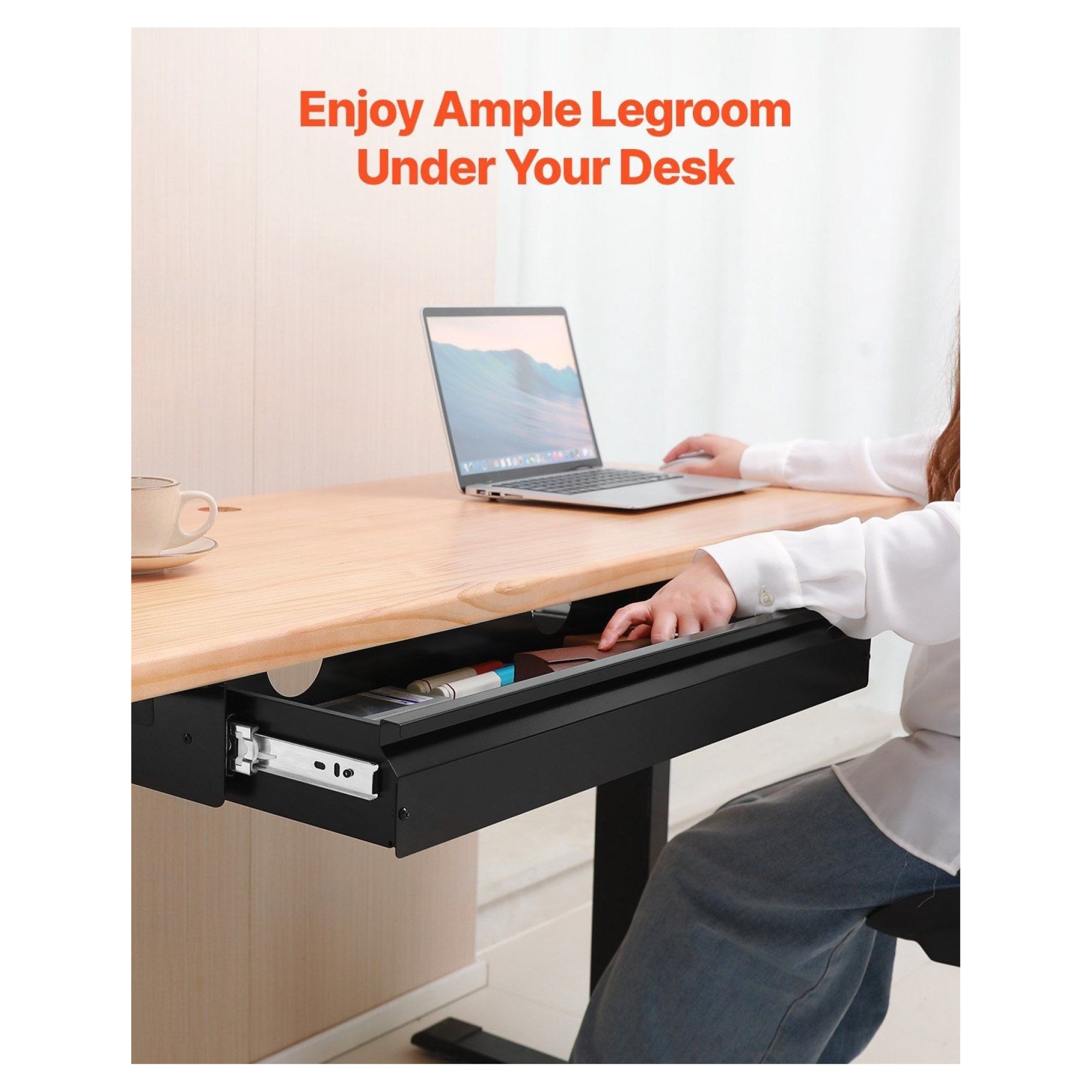 Under Desk Drawer Organizer 33 inch, Slide-out Storage Tray for Home Office, Keyboard Tray, Steel Construction, Space Saver