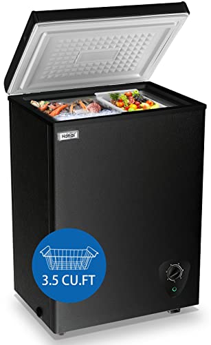 Chest Freezer 3.5 cu.ft Small Deep Freezer Mini Outdoor Chest Freezers with 7 Temperature Settings Ideal for Apartment Office RV and Kitchen