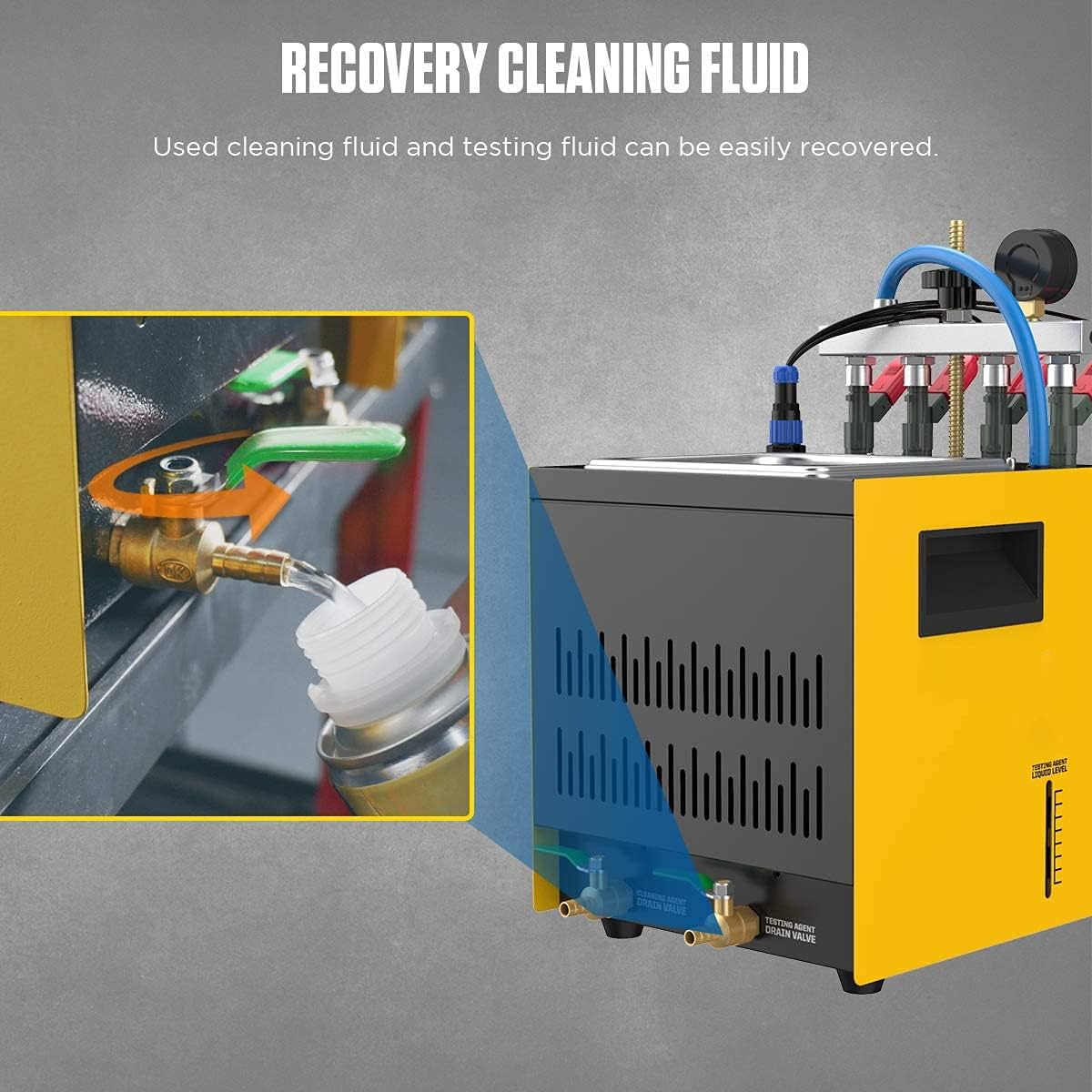 FXTUL Fuel Injector Cleaner Kit Injector Cleaner Tester Machine with 4-Cylinder Fuel Injection Cleaner Tool 220V/110V Automotive Fuel Injection System Cleaning Machine for Motorcycle Vehicle