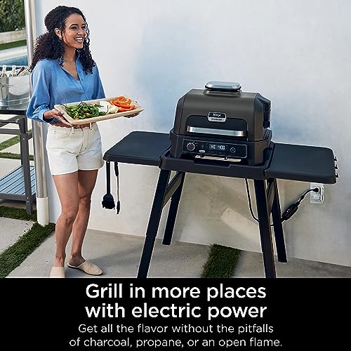 Ninja Woodfire Pro Outdoor Grill & Smoker with Built-In Thermometer, 7-in-1 Master Grill+Ninja Outdoor Flat Top Griddle Plate+ Ninja