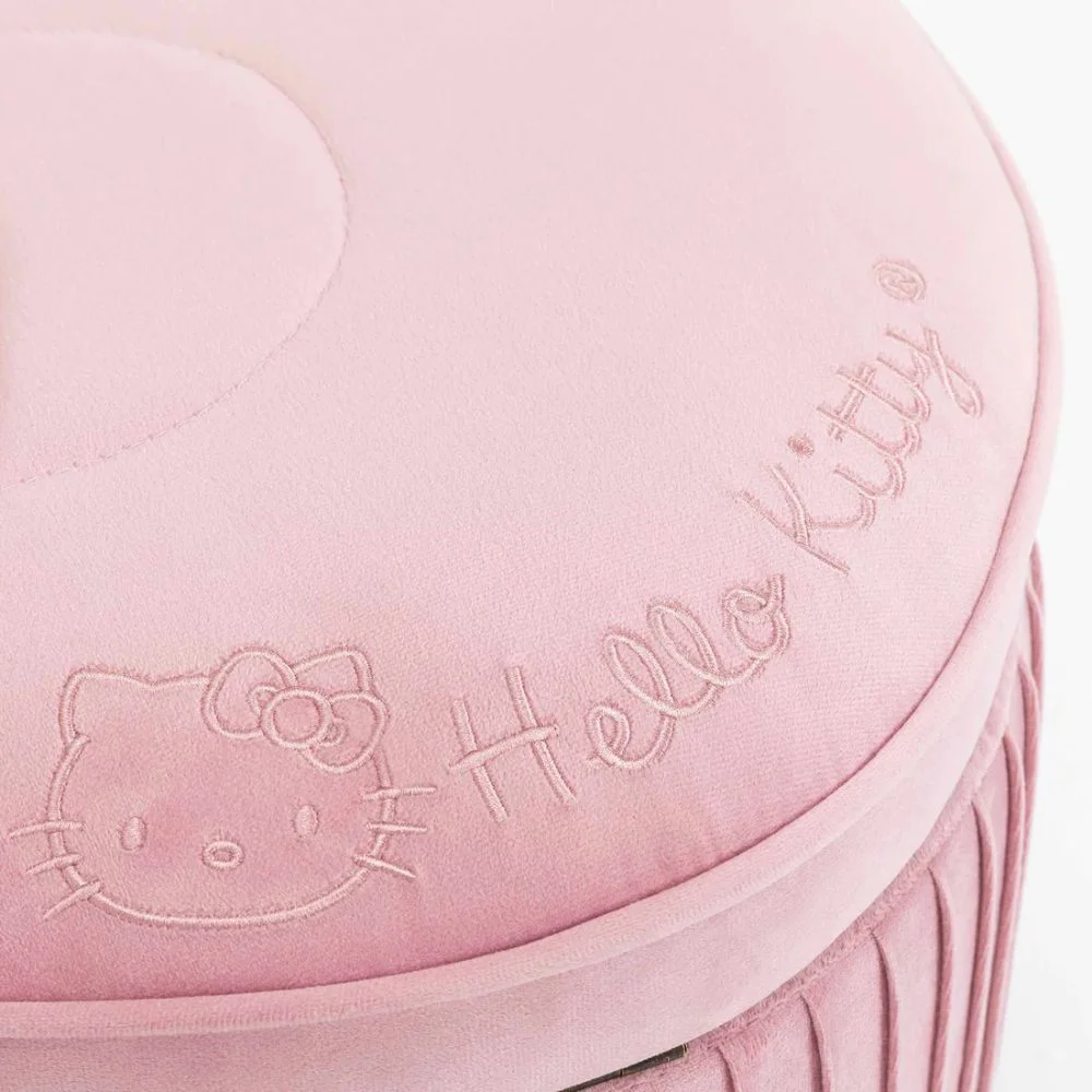 Impressions Vanity Hello Kitty Bow Velvet Ottoman Storage Bench with Gold Metal Legs (Pink)
