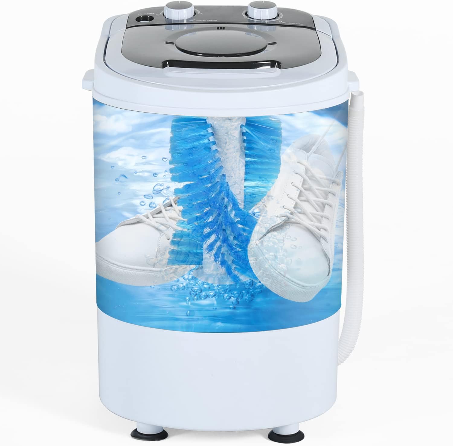 Mini Washing Machine Single Tub Portable Clothes Washer with Spin Dryer, 6.6 lbs Washer and Dryer Combo for Camping, Dorms, Apartments wash Closes Shoes (6.6 lb)