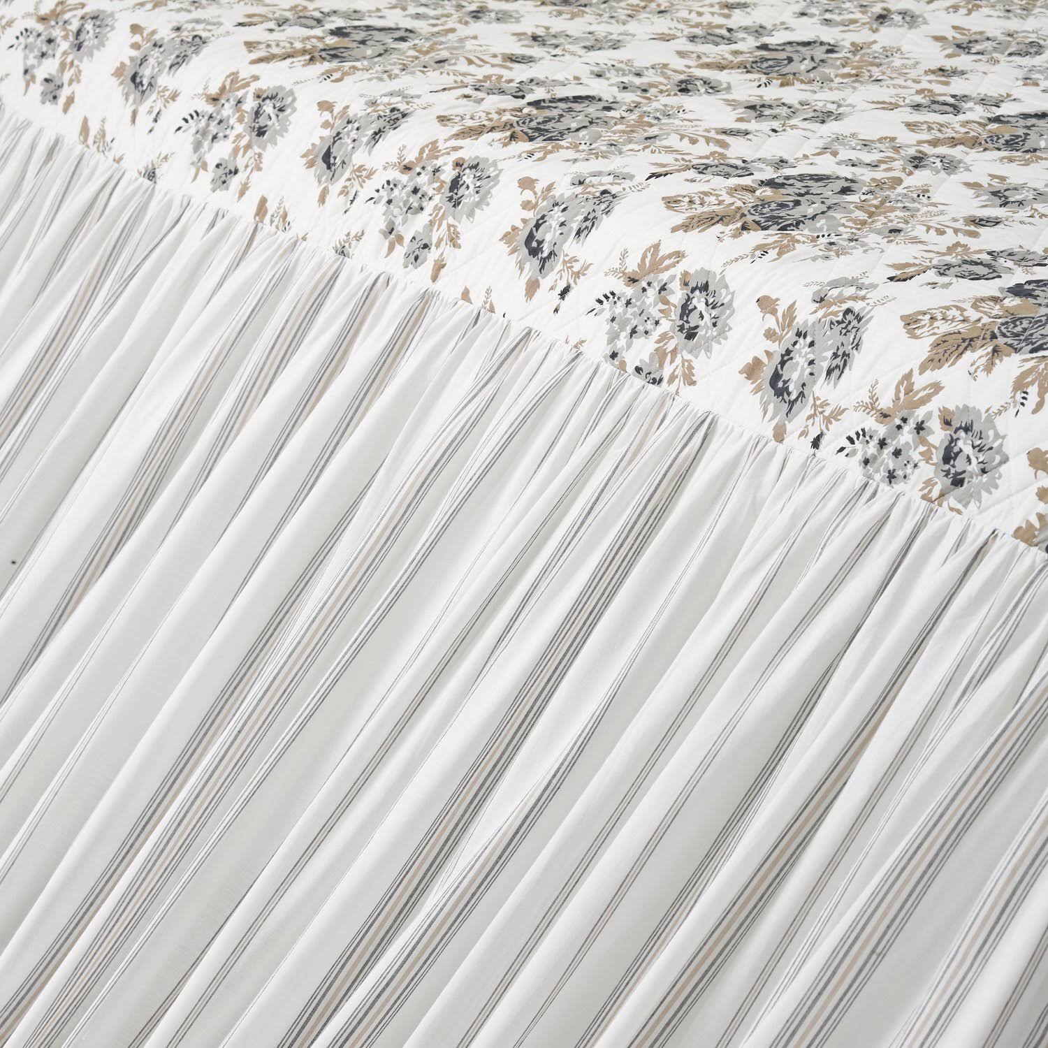 Annie Portabella Floral Ruffled California King Coverlet 84x72+27