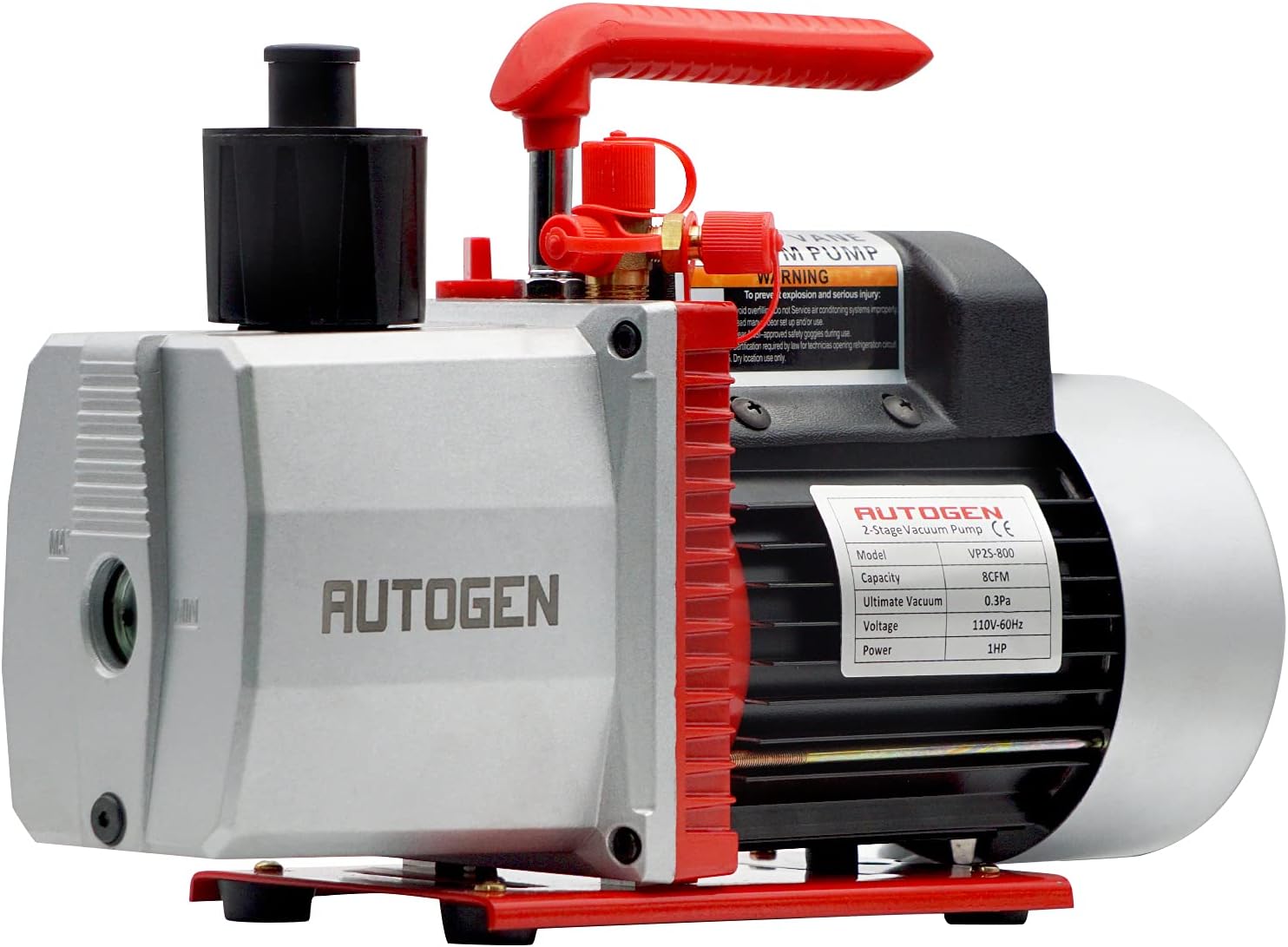 AUTOGEN 2-Stage Air Vacuum Pump 5CFM 3/4HP 0.3 Pa for HVAC/AUTO AC Refrigerant Recharging, Degassing Wine, Milking Cow, Food Processing