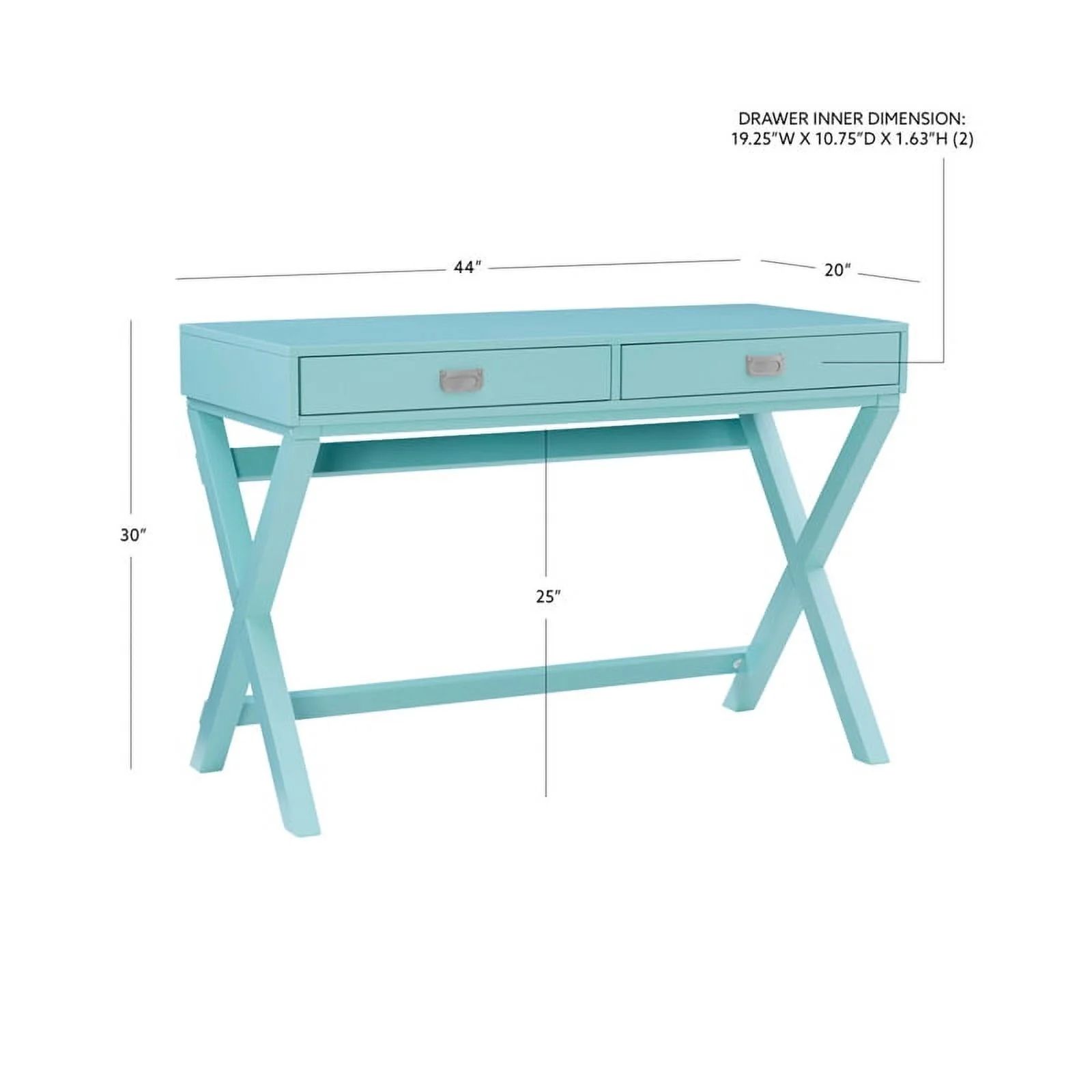 Linon Peggy Wood Two Drawer Writing Desk in Blue