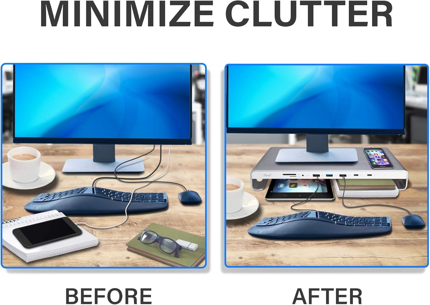 Rosewill USB-C 11-Port Docking Station Monitor Stand USB C Hub with 100W up to Power Delivery | Fast Charging | Laptop Charger | Fast Data Transfer Speeds 5Gbps | 4K Video Output (RHUB-20006)