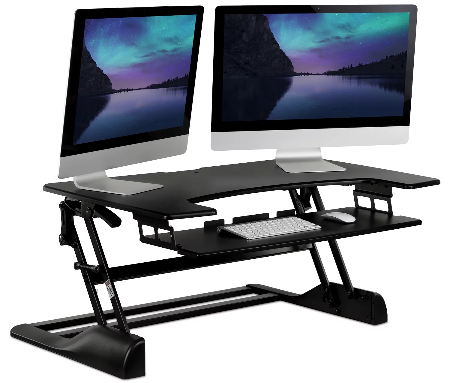 Mount-It! Extra Wide, Height Adjustable, Black, Steel, Standing Desk Converter, Ergonomic