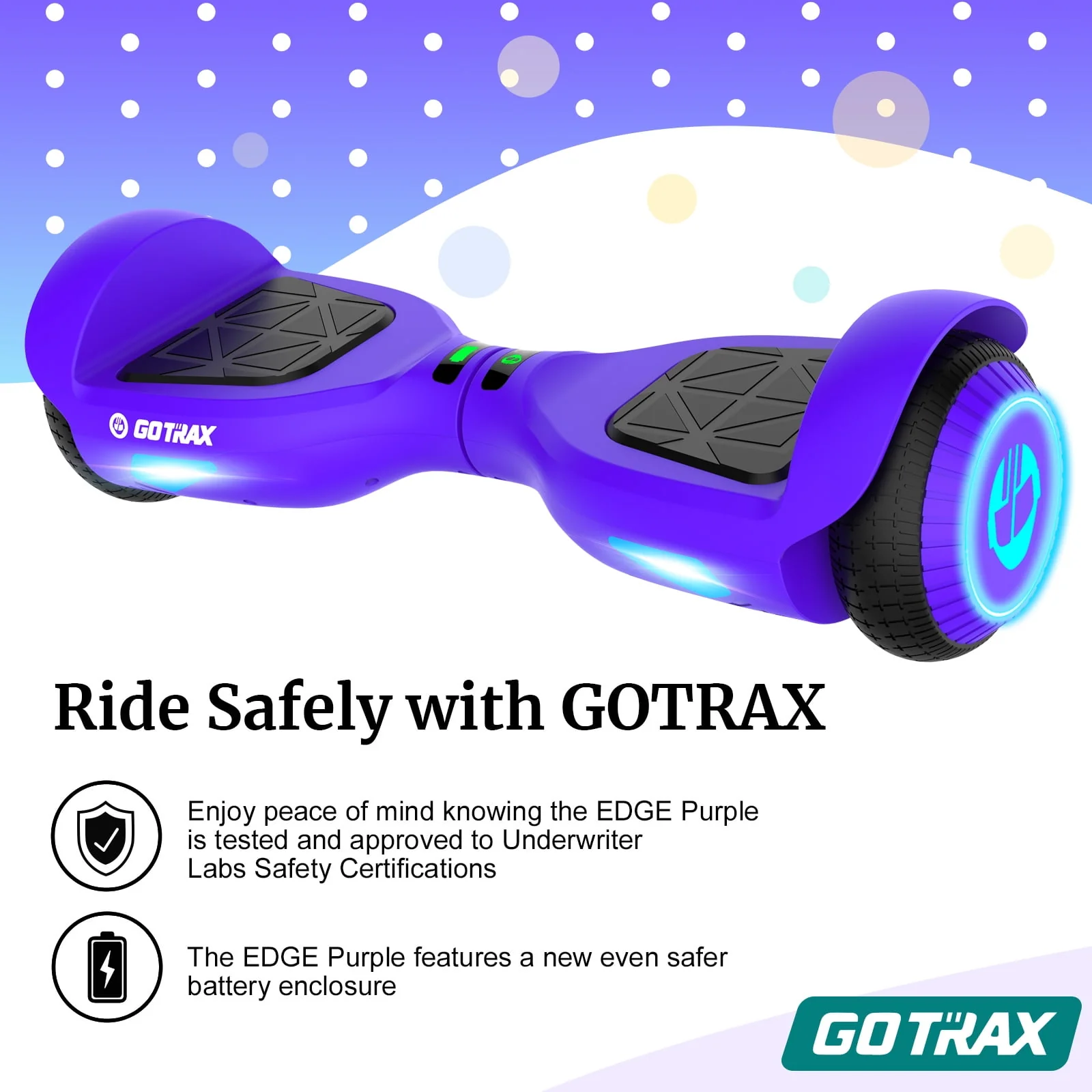 Gotrax Edge Hoverboard for Kids Adults, 6.5 Tires 6.2mph & 2.5 Miles Self Balancing Scooter, Black