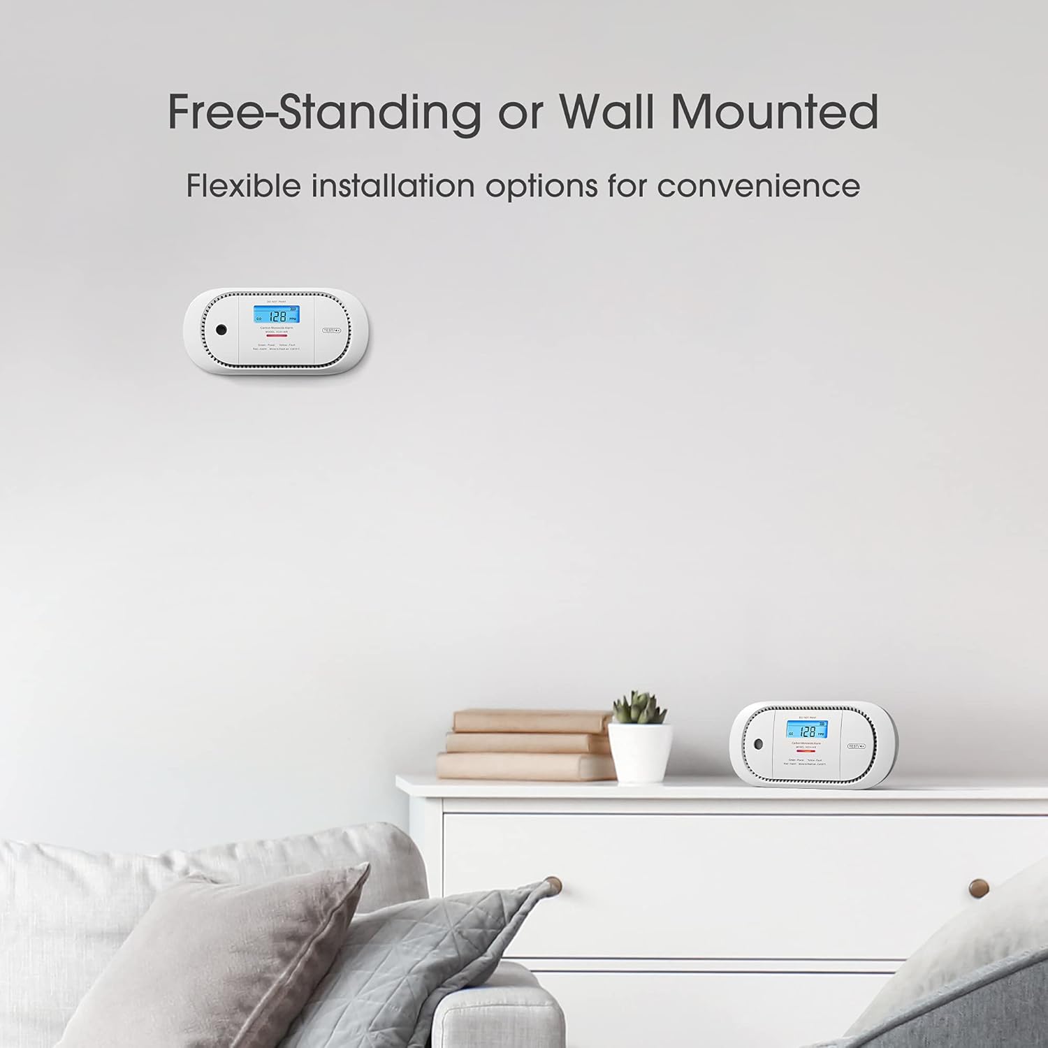 X-Sense Wireless Interconnected Carbon Monoxide Detector, Replaceable Battery Powered CO Alarm with Digital Display and Peak Value Memory, XC01-WR, Pack of 2