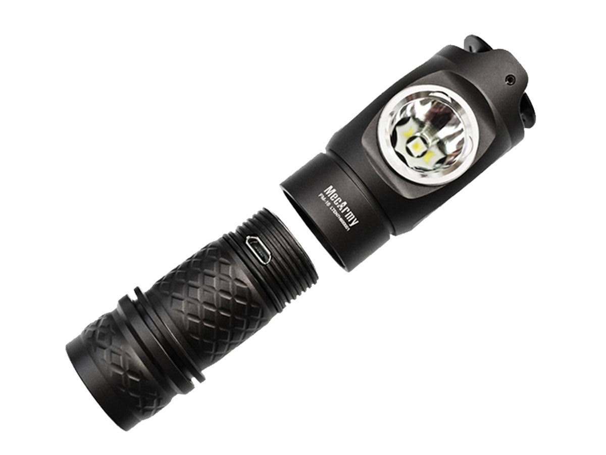 MecArmy fm16 Dual Switch Rechargeable Right Angle Flashlight - 760 Lumens - 1x 16340 - Battery Junction