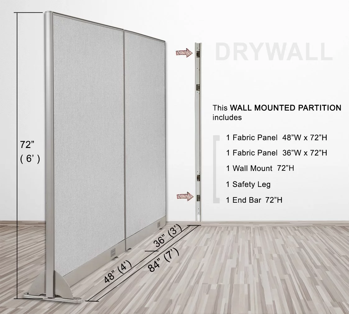 GOF 84"W x 72"H Wall Mounted Office Partition Cubicle Panel Room Divider