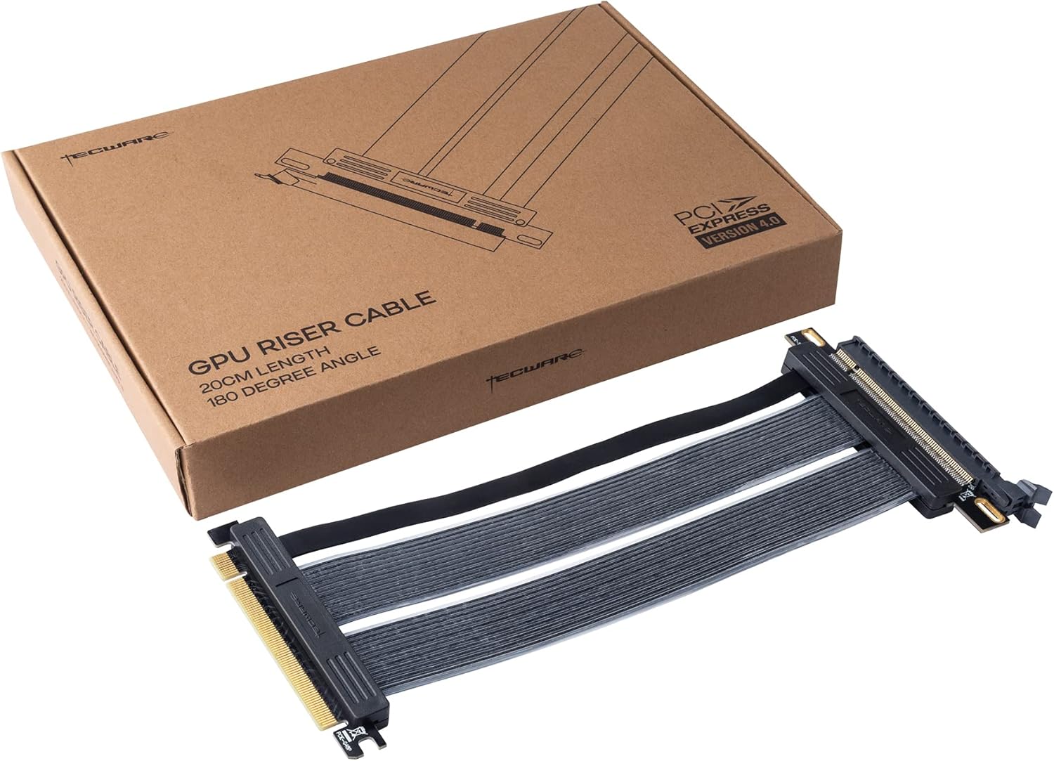 Tecware PCIE GEN 4.0 Riser Extension Cable for Vertical GPU Mount (PCIE 4.0 Right Angle (90 Degree))
