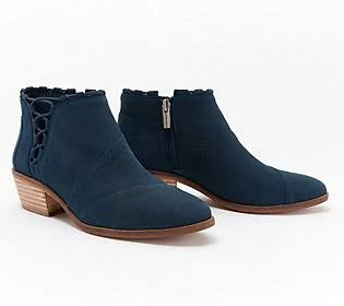 Vince Camuto Suede/Nubuck Exposed Ankle Booties - Pandormia, Size 7 Wide, Dark Navy