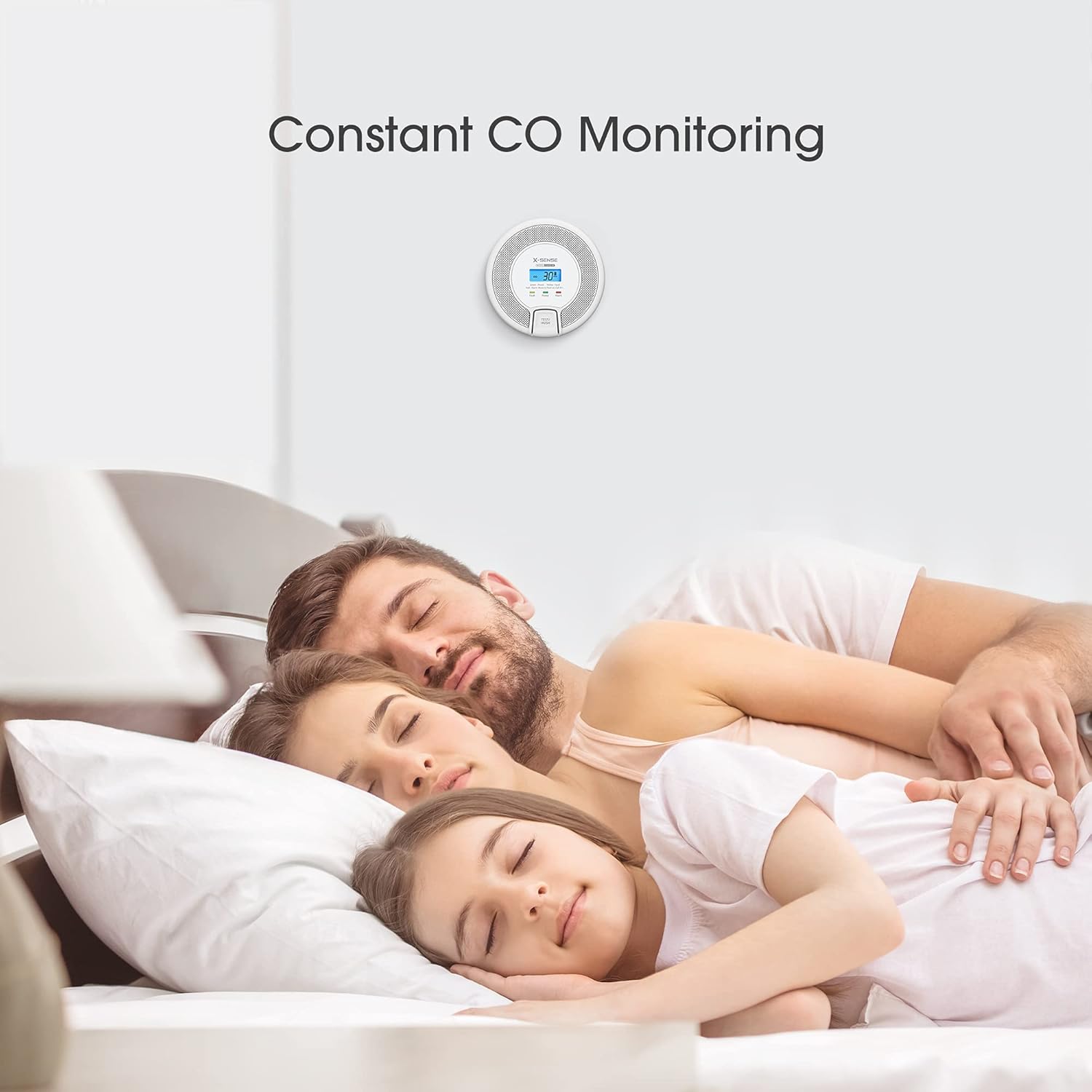 X-Sense Wireless Interconnected Carbon Monoxide Detector, Replaceable Battery-Powered CO Alarm with Digital Display, Auto-Check, CO03D-W, Pack of 2