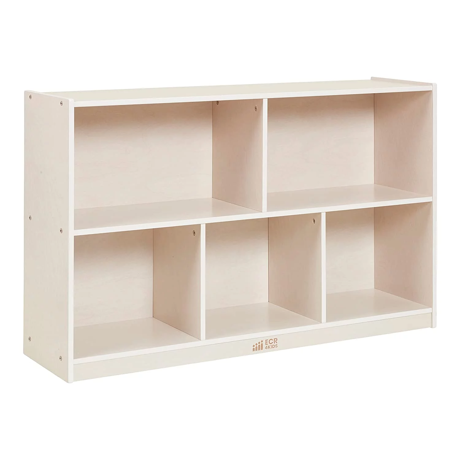 LIHONG 5-Compartment Mobile Storage Cabinet, 30in, Classroom Furniture, White Wash