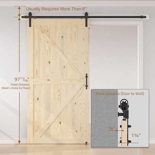SMARTSTANDARD 36in x 84in Sliding Barn Door with 6.6ft Barn Door Hardware Kit Included, Unfinished Solid Spruce Wood Door, Assembly Required, DIY, Stainable, Natural