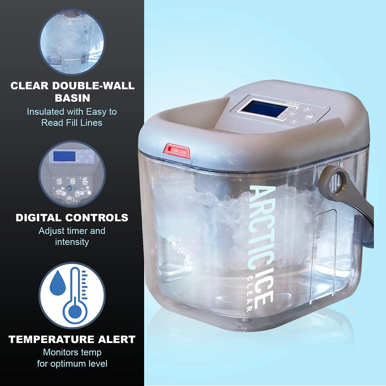 Circulating Cold Water Therapy Ice Machine Gen 2 by Arctic Ice Clear – for Knee, Elbow, Shoulder, Back Pain, Swelling, Sprains, Injuries (Arctic Ice Clear) (with Universal Pad)