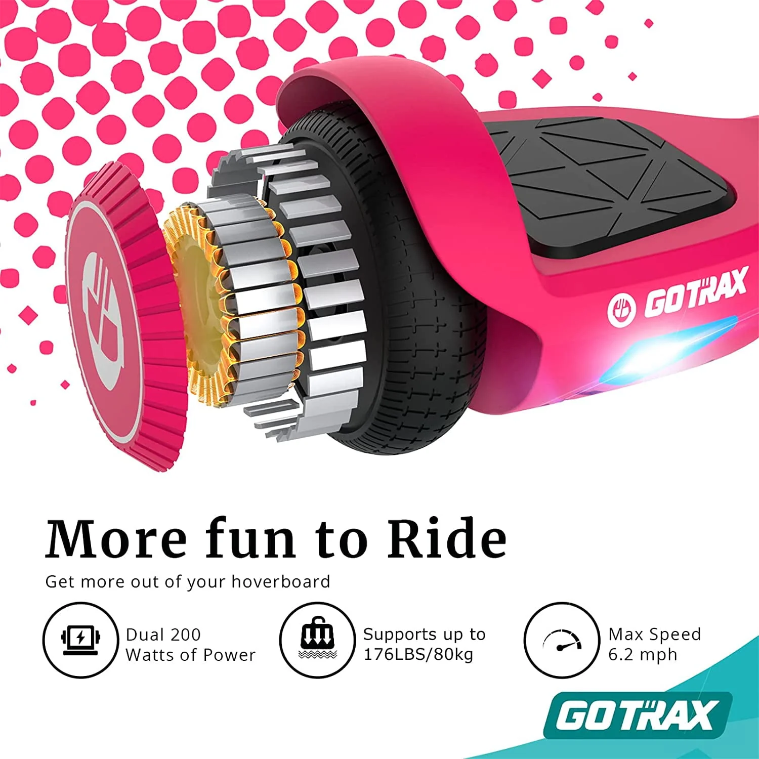 Gotrax Edge Hoverboard for Kids Adults, 6.5 Tires 6.2mph & 2.5 Miles Self Balancing Scooter, Black