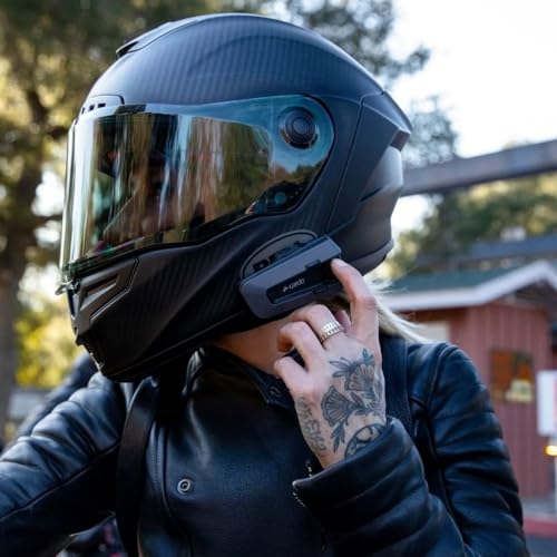 Cardo PACKTALK Edge Motorcycle Bluetooth Communication System Headset Intercom - Single Pack, Black