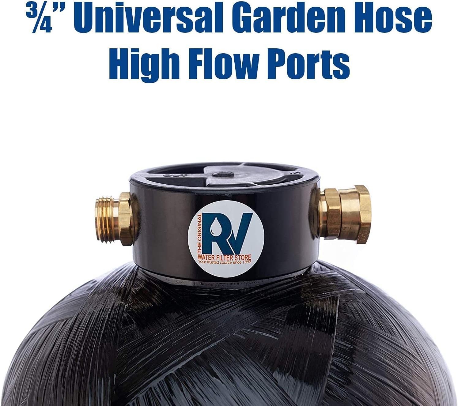 Essential RV Water Softener Portable 8,000 Grain, 3/4" Fittings, Softens Hard Water for RV's Vanlife Nomads Boondockers, New Lighter & Compact Model Easy Storage
