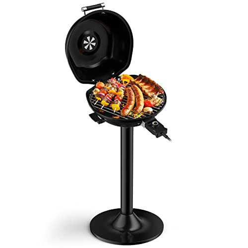 Giantex Electric BBQ Grill - 1600 Watts Portable Standing Grill with Removable Non-Stick Grilling Rack, Adjustable Temperature, Indoor & Outdoor Grill for Picnic Party, Camping