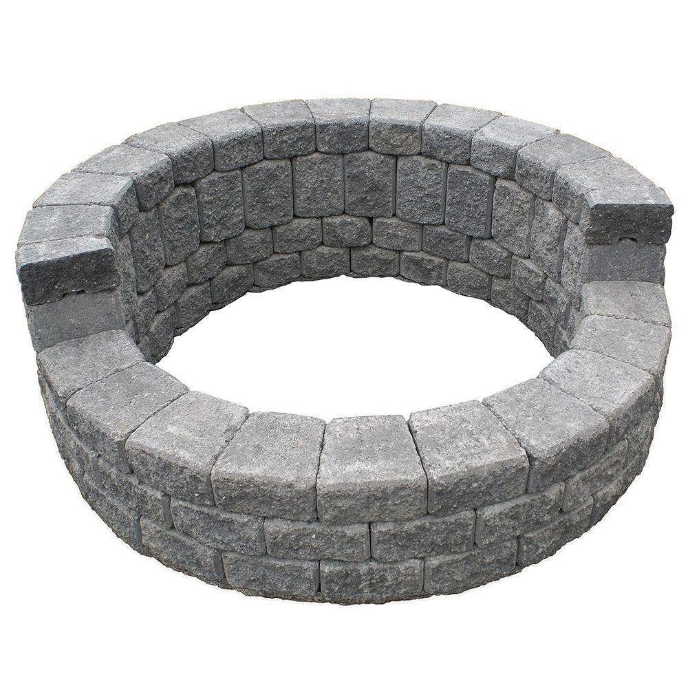 Mutual Materials 58 in. x 20 in. Concrete Romanstack High Back Fire Pit Kit in Cascade Blend, Gray
