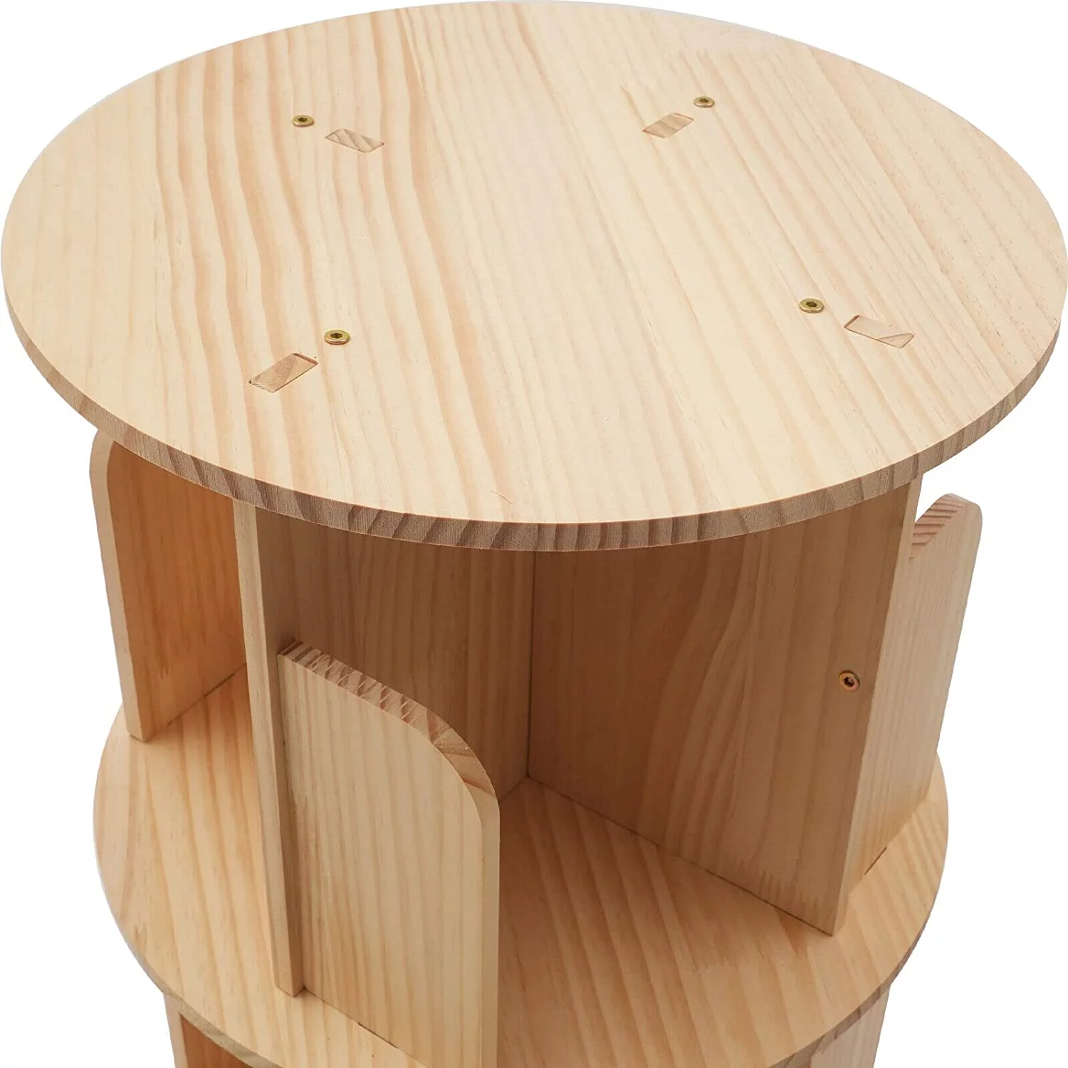 Fichiouy Wood 3 Tier Floor Standing 360 Rotating Bookshelf for Bedroom Living Room Office - Curated Treasures Market