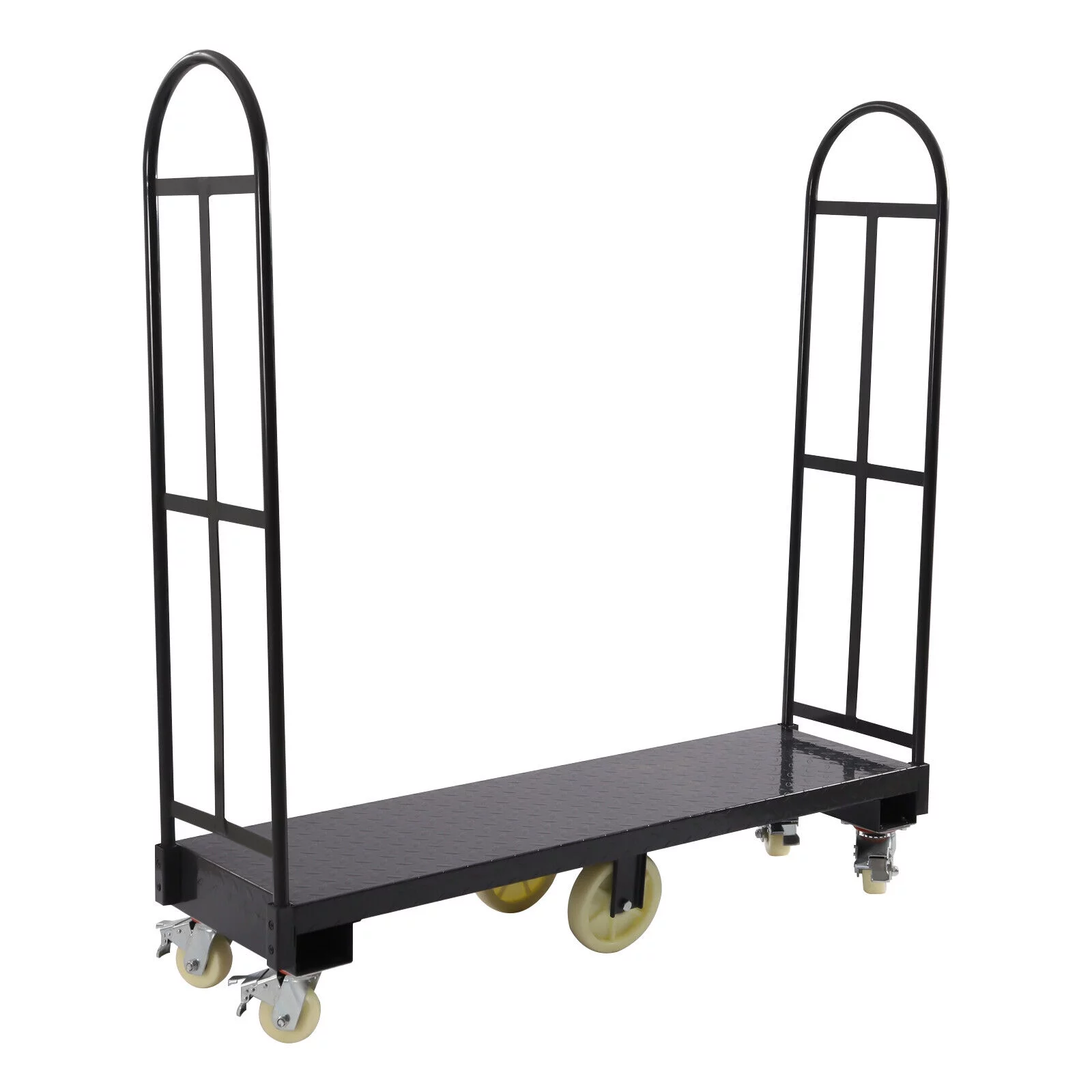 Miumaeov Steel U-Boat Cart 65"x16" Platform Hand Truck with Wheels 2000lb Capacity Equipment Cart for Warehouses Storage Rooms Transportation Facilities