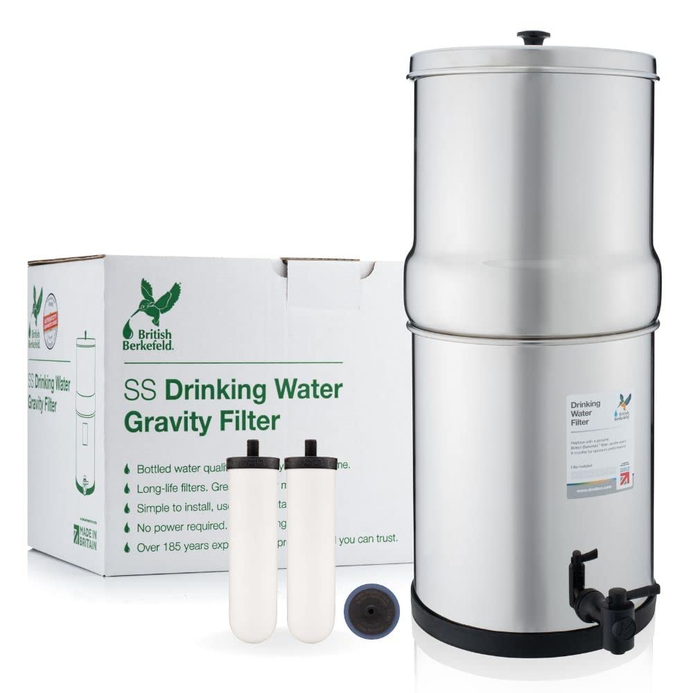 British Berkefeld Doulton British Berkefeld W9361132 2.25 Gallon Countertop Water Filter System Uses 2X Ultra Fluoride Ceramic Filters