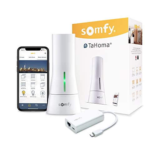 Somfy TaHoma Hub - Smart Home Gateway for RTS Blinds, Shades, and Awnings - Compatible with Voice Assistants, Easy Setup, Ethernet Connection Required for IOS - #1811731, #1870470